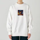 nico251の魔法の杖を持った猫 Heavyweight Crew Neck Sweatshirt