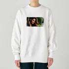 moesoraの音楽を聴く女性 Heavyweight Crew Neck Sweatshirt