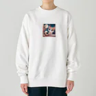 rinngの目が可愛い猫グッズ Heavyweight Crew Neck Sweatshirt