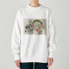 猫のきぬくんのお店のベーカリーこげまるスタッフ御一行様 Heavyweight Crew Neck Sweatshirt