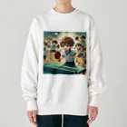 可愛い男の子イラスト販売所　By,keicyanの男の子　中学1年生　卓球部 Heavyweight Crew Neck Sweatshirt