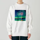 chan-takehaniのオーロラと花火の競演 Heavyweight Crew Neck Sweatshirt