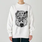 Cɐkeccooのうさぎのラビ‐キラキラサーカス-モノクロ Heavyweight Crew Neck Sweatshirt