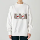 虹色PLUSのおすましキュートな猫ちゃんとサクランボ  グレーカラー Heavyweight Crew Neck Sweatshirt