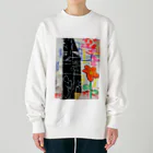 ヒラモトユミエのdrawing「おはな」 Heavyweight Crew Neck Sweatshirt