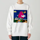 Blupiggの幸せの丘ピンクの木 Heavyweight Crew Neck Sweatshirt