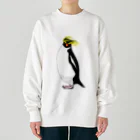 LalaHangeulの　風に吹かれるイワトビペンギンさん(文字無しバージョン Heavyweight Crew Neck Sweatshirt