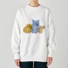 ぼくらの時間（みどり色）の仲良し三匹（背景無し） Heavyweight Crew Neck Sweatshirt