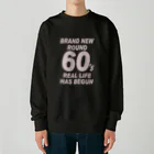 キッズモード某のROUND60 / 還暦＆アラ還を軽やかにすごすロゴ(濃色用) Heavyweight Crew Neck Sweatshirt