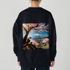 猫好き Japanの富士山と猫 Heavyweight Crew Neck Sweatshirt