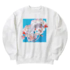 おにぎり屋の春待ち桜とニホンヤモリ Heavyweight Crew Neck Sweatshirt