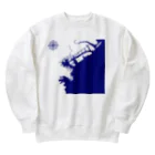 cuuyabowの横浜港海岸Map / Navy Ocean Heavyweight Crew Neck Sweatshirt