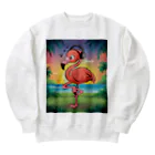 miamissioneのmiamissione オリジナル - ヘッドセットでノリノリの夢見るフラミンゴ - Heavyweight Crew Neck Sweatshirt