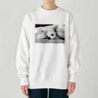 akane_art（茜音工房）のモノクロチワワ（アンニュイ1） Heavyweight Crew Neck Sweatshirt