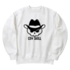 QUQU_WORKSのCOW SKULL テンガロンハットドクロ ブラック Heavyweight Crew Neck Sweatshirt