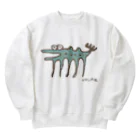 てら ねこグッズの伝説の謎の変な生物。茶×青 Heavyweight Crew Neck Sweatshirt