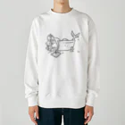 サトウノリコ*の浴室でタブレットを使う人魚【くろ】 Heavyweight Crew Neck Sweatshirt