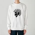 QUQU_WORKSのモヒカンスカル ブラック Heavyweight Crew Neck Sweatshirt