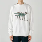 てら ねこグッズの伝説の謎の変な生物。茶×青 Heavyweight Crew Neck Sweatshirt