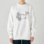 サトウノリコ*の浴室でタブレットを使う人魚【くろ】 Heavyweight Crew Neck Sweatshirt