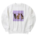 harupink🌸ペット似顔絵illustのLOVE  CAT シンガプーラ&アビシニアン Heavyweight Crew Neck Sweatshirt