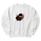 harupink🌸ペット似顔絵illustのおねむな文鳥さん Heavyweight Crew Neck Sweatshirt