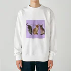 harupink🌸ペット似顔絵illustのLOVE  CAT シンガプーラ&アビシニアン Heavyweight Crew Neck Sweatshirt