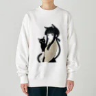 ChamarelliArtの黒猫の少女 Heavyweight Crew Neck Sweatshirt