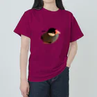 harupink🌸ペット似顔絵illustのおねむな文鳥さん ヘビーウェイトTシャツ