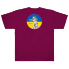 諭苑のSUZURI店のLove＆Peace観世音菩薩ウクライナ国旗背景 Heavyweight T-Shirt