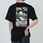 楽輝世のペーパークラフト風 水彩画「波01」 Heavyweight T-Shirt