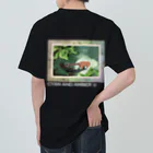キリンのいる風景の森のキリン-ヘビーウェイト黒Tバックプリント Heavyweight T-Shirt