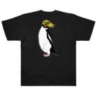 LalaHangeulの風に吹かれるイワトビペンギンさん(文字無しバージョン) バックプリント Heavyweight T-Shirt