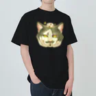 トロ箱戦隊本部の猫さんと豆大福 ヘビーウェイトTシャツ