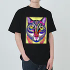 miamissioneのカラフルでエスニックテイストでポップな猫－Colorful, ethnic flavored, pop cat. ヘビーウェイトTシャツ