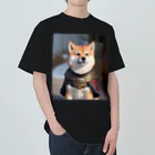 AI×Animalsの侍衣装の柴犬 ヘビーウェイトTシャツ