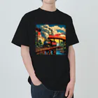 日本の風景 COOL JAPANの日本の風景:SL 蒸気機関車、Japanese senery:SL Steam locomotive Heavyweight T-Shirt