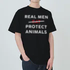 Let's go vegan!のReal men protect animals ヘビーウェイトTシャツ