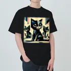 スタイル112の黒猫　キュビズム01 Heavyweight T-Shirt