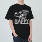 nidan-illustrationのhappy dog (white ink) ヘビーウェイトTシャツ