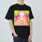 HARUKA カラフル イラスト 女の子 Tシャツのショートカット＆ハートgirl ヘビーウェイトTシャツ