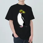 LalaHangeulの　風に吹かれるイワトビペンギンさん(文字無しバージョン ヘビーウェイトTシャツ