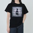 ねことつりのMay cats around the world be happy Heavyweight T-Shirt