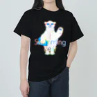 Mark martのSwimming Bear レインボー Heavyweight T-Shirt