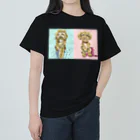 Yuhki | おばけのゆうき 公式オンラインショップ　【ちぎり絵・貼り絵のTシャツ・パーカー・スマホケース・バッグ・日用品・雑貨・文具・ドッグTシャツなど販売中】のトリミング前後のトイプードルのふき(ちぎり絵) ヘビーウェイトTシャツ