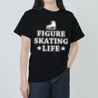 sports_tower スポーツタワーのフィギュアスケート・白・figure skating・グッズ・デザイン・フィギアスケート・#Tシャツ・ステップ・スピン・ジャンプ・スケート靴イラスト・技・男子・女子・かっこいい・かわいい・アイスダンス ヘビーウェイトTシャツ