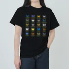 HIGARI BLUEの日本の蝶 Butterflies of Japan 1（本州、四国、九州  Honshu, Shikoku, Kyushu）★英名、和名、学名 [ダークカラー] ヘビーウェイトTシャツ