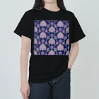 Katie（カチエ）のインド風の植物柄（紫） ヘビーウェイトTシャツ