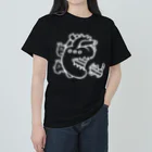 MORIたる露店のハート使いとしましまのねっこ 線画のみ ヘビーウェイトTシャツ