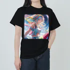 かわいい娘ショップのカラフルヘアー少女 ヘビーウェイトTシャツ